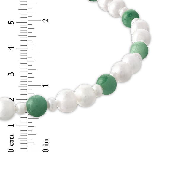 8MM Round Jade and Fresh Water Pearl 18-inch Necklace in 14KT Yellow Gold