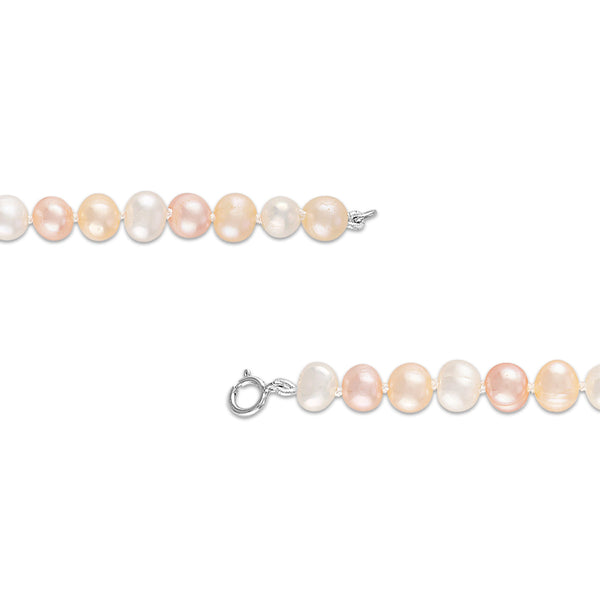 6MM Pearl 18-inch Necklace Bracelet Earrings Set in Rhodium Plated Sterling Silver