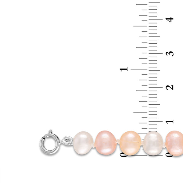 6MM Pearl 18-inch Necklace Bracelet Earrings Set in Rhodium Plated Sterling Silver