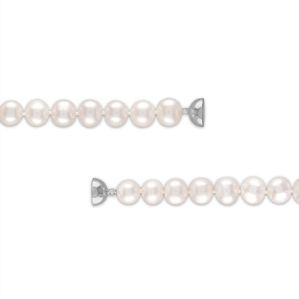 8MM Pearl 18-inch Necklace and Earrings Set in Sterling Silver