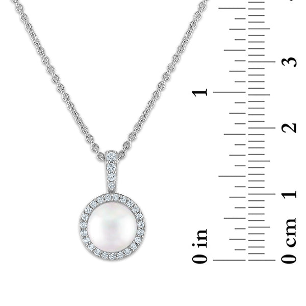 Pearl and White Sapphire 3-Piece Set in Rhodium Plated Sterling Silver