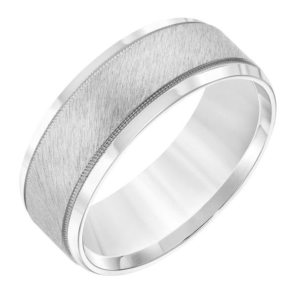 8MM Milgrain Accent Wedding Ring in 10KT White Gold