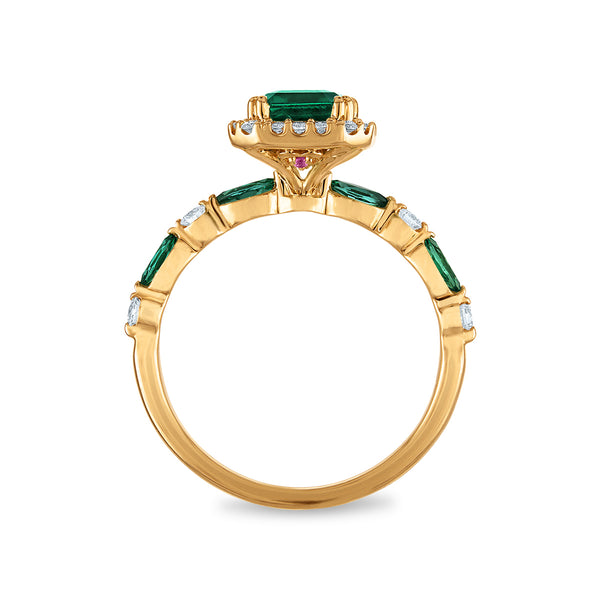 LoveSong EcoLove Emerald and Lab Grown Diamond Bridal Set in 10KT Yellow Gold