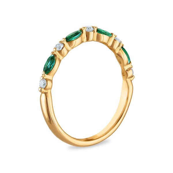 LoveSong EcoLove Emerald and Lab Grown Diamond Bridal Set in 10KT Yellow Gold