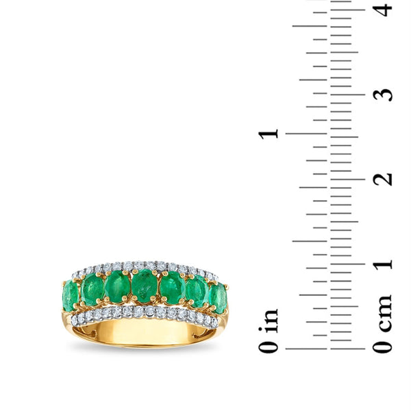 LoveSong 4X3MM Oval Emerald and Diamond Anniversary Ring in 10KT Yellow Gold