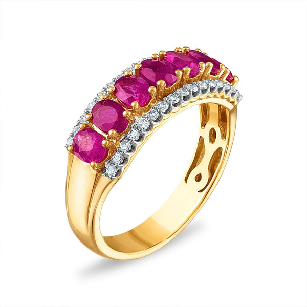 LoveSong Ruby and Diamond Ring in 10KT Yellow Gold