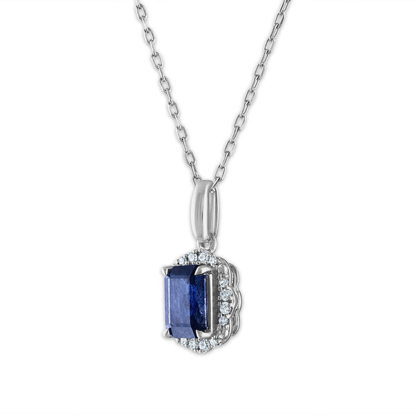 LoveSong Vintage Inspired Sapphire and Diamond Halo Pendant