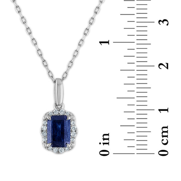 LoveSong Vintage Inspired Sapphire and Diamond Halo Pendant