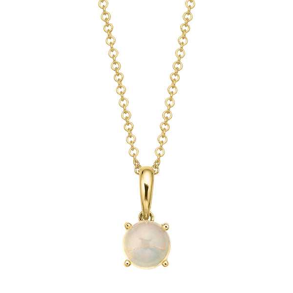 EFFY 6MM Round Opal 18-inch Fashion Pendant in 14KT Yellow Gold