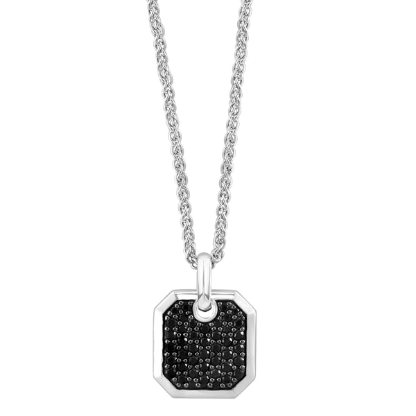 EFFY 18-inch Black Spinel Fashion Pendant in Rhodium Plated Sterling Silver