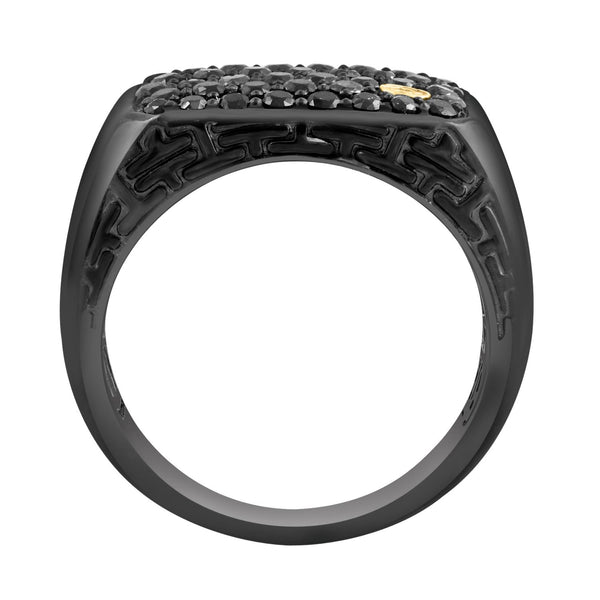 EFFY Round Black Sapphire Fashion Ring in Black Ruthenium Plated Sterling Silver. SIZE 10sil