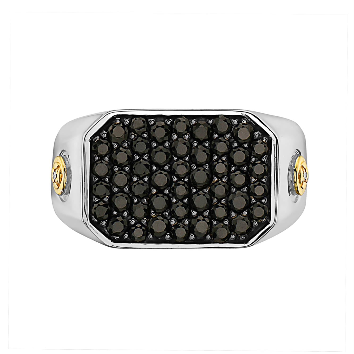 EFFY Round Black Sapphire and Diamond Accent Fashion Ring in Two-Tone Sterling Silver