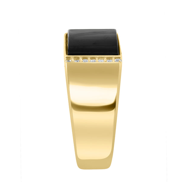 EFFY 15X10MM Rectangle Onyx and White Sapphire Fashion Ring in Gold Plated Sterling Silver