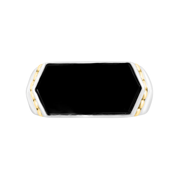 EFFY 19X9MM Rectangle Onyx Fashion Ring in Two-Tone Sterling Silver