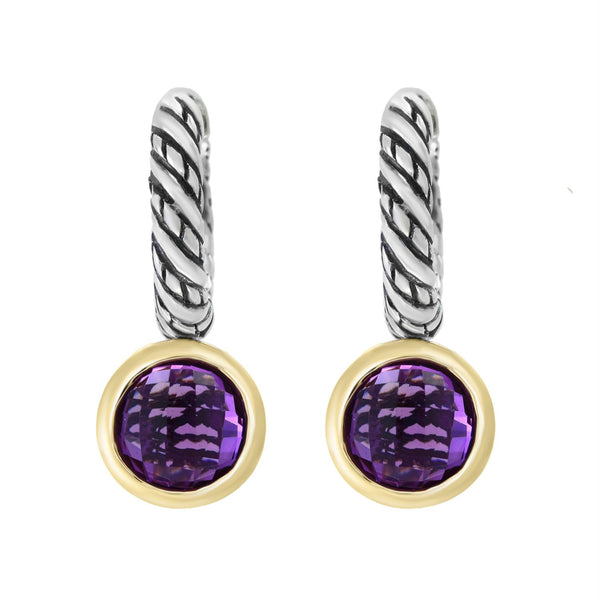 EFFY 7MM Round Amethyst Drop & Dangle Earrings in Two-Tone Sterling Silver