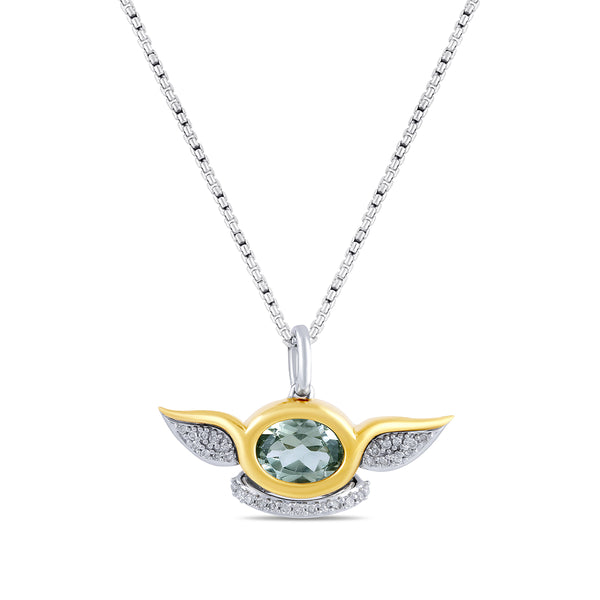 Diamond and Green Amethyst GROGU™ Pendant in Sterling Silver