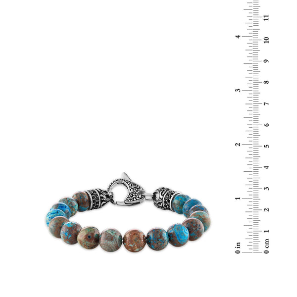 10MM Round Apatite Beads Bracelet in Stainless Steel