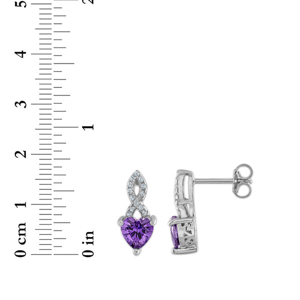 Amethyst and White Sapphire Ring Pendant Earrings Set in Sterling Silver