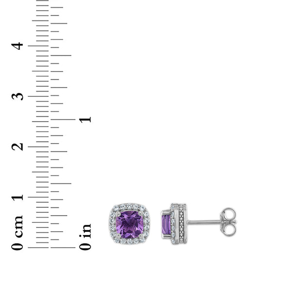 Amethyst and White Sapphire Ring Pendant Earrings Set in Sterling Silver