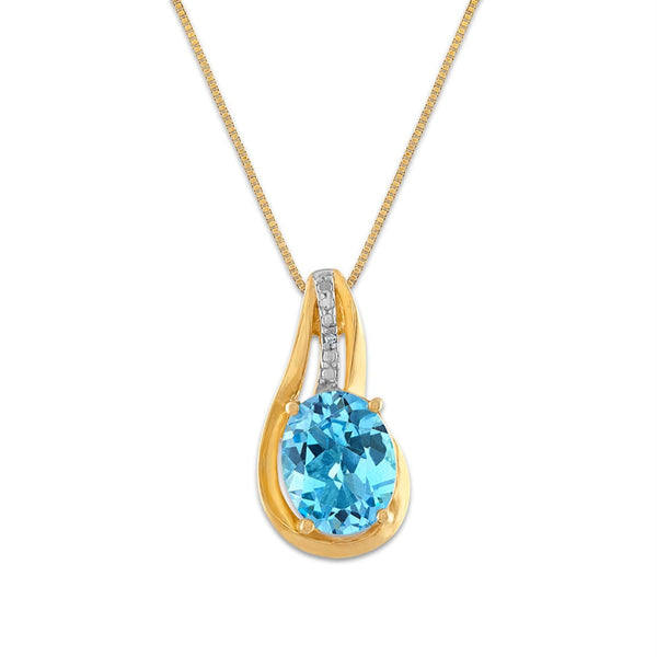 Blue Topaz & White Sapphire Ring Pendant Earrings Set in Gold Plated Silver