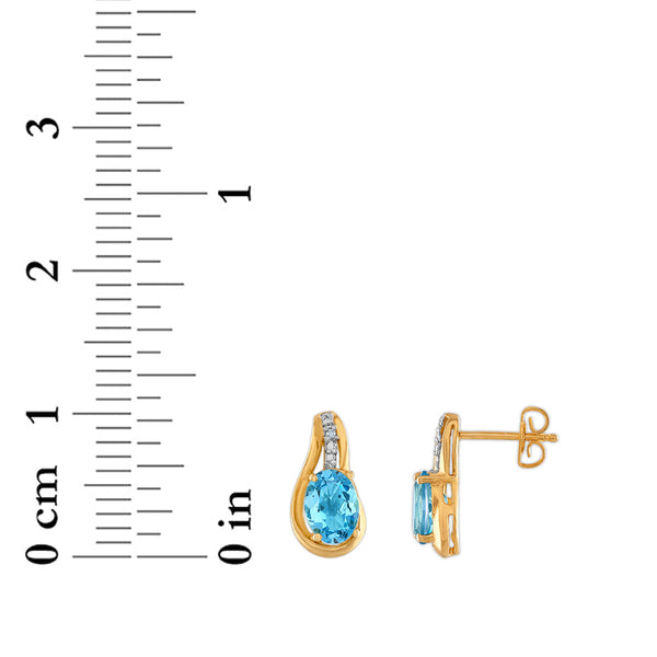 Blue Topaz & White Sapphire Ring Pendant Earrings Set in Gold Plated Silver