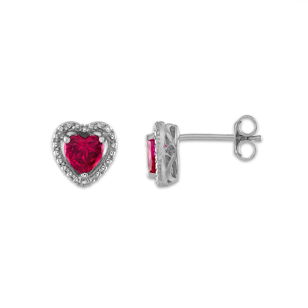 Ruby and White Sapphire Ring Pendant Earrings Set in Sterling Silver