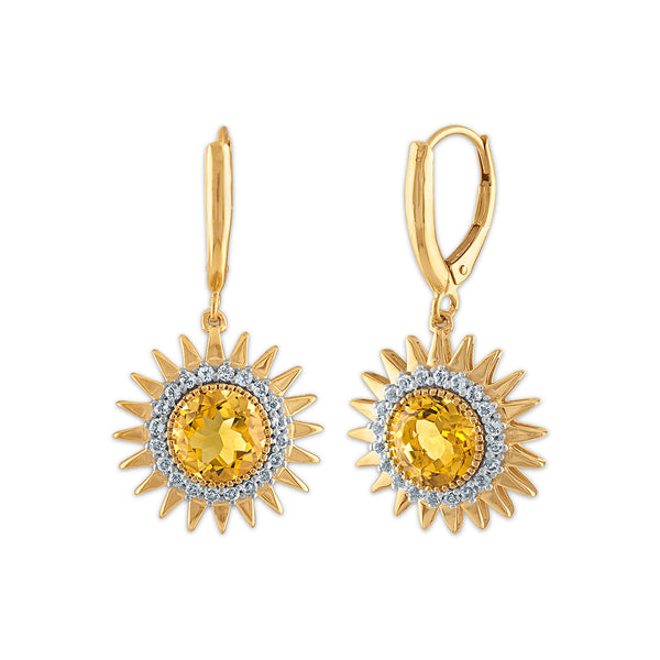 Citrine and White Topaz Earrings in Gold Plated Sterling Silver