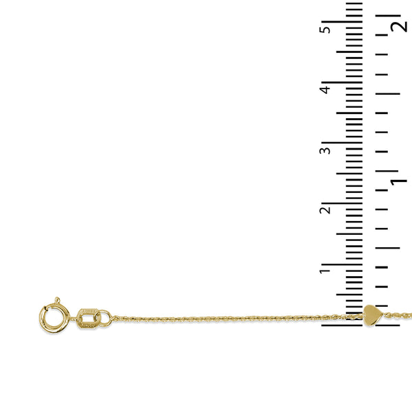 10KT Yellow Gold 10-inch Heart Adjustable Anklet