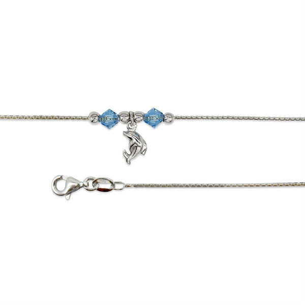 Sterling Silver 10-inch Dolphin Anklet