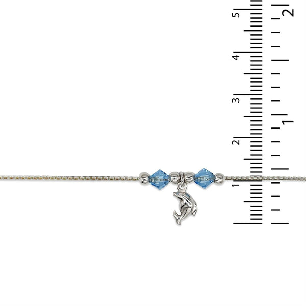 Sterling Silver 10-inch Dolphin Anklet