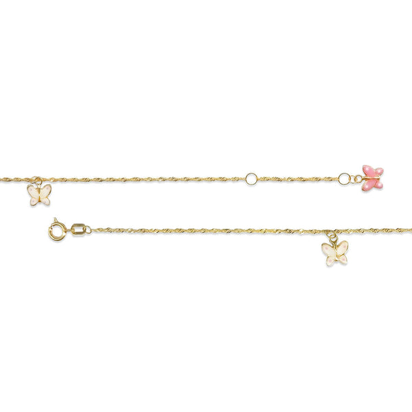 10KT Yellow Gold 10-inch Butterfly Anklet