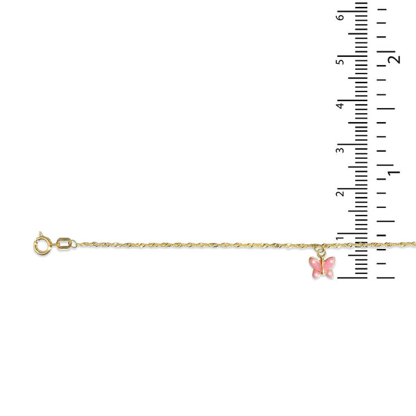 10KT Yellow Gold 10-inch Butterfly Anklet