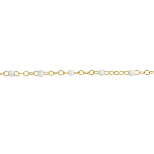 10KT Gold & White Enameled Beaded Anklet