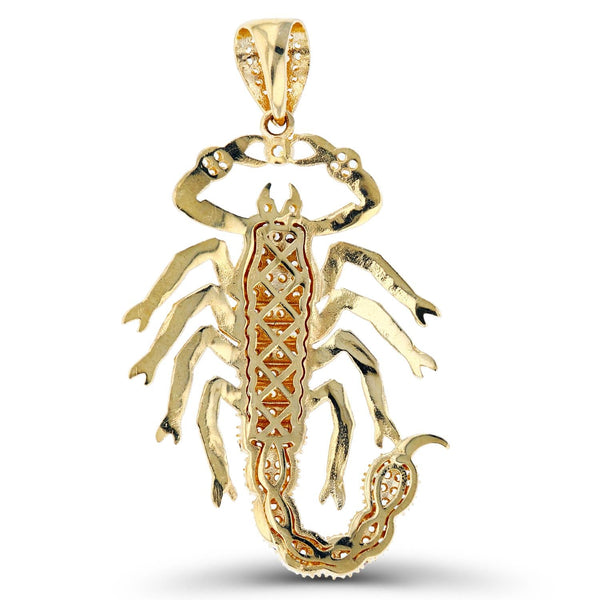 Luxe Layers 10KT Yellow Gold Cubic Zirconia 52X30MM Scorpion Pendant. Chain Not Included