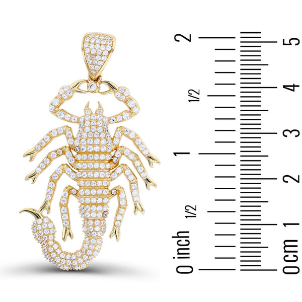 Luxe Layers 10KT Yellow Gold Cubic Zirconia 52X30MM Scorpion Pendant. Chain Not Included