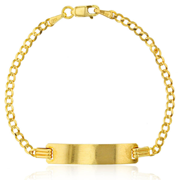 14KT Yellow Gold 6-inch Childrens ID Cuban Link Bracelet