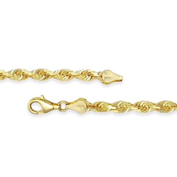 10KT Yellow Gold 8-inch 3MM Rope Diamond-cut Bracelet