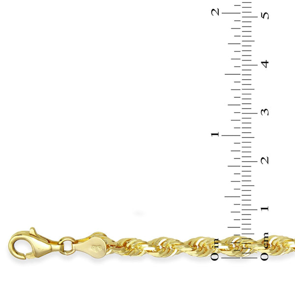 10KT Yellow Gold 8-inch 3MM Rope Diamond-cut Bracelet