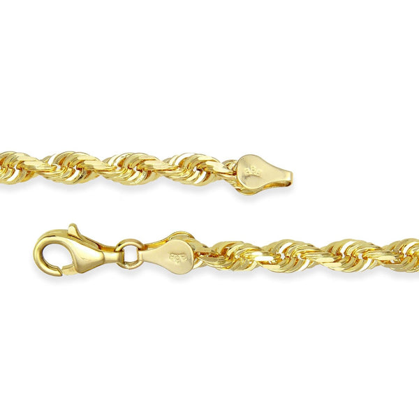 10KT Yellow Gold 8-inch 5.2MM Rope Diamond-cut Bracelet