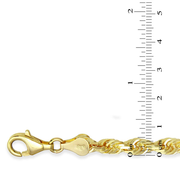 10KT Yellow Gold 8-inch 5.2MM Rope Diamond-cut Bracelet