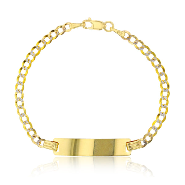 14KT Yellow and White Gold 6-inch Curb ID Bracelet