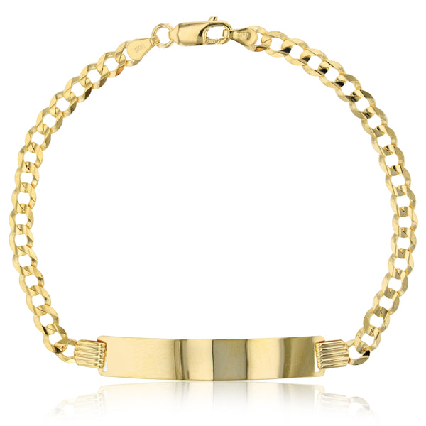 14KT Yellow Gold 6-inch Cuban Link ID Bracelet