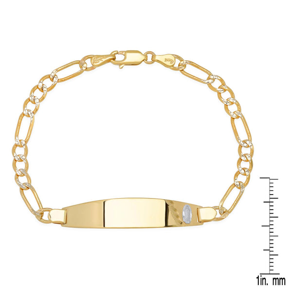 14KT Gold 7-inch ID Bracelet with Guadalupe Engraving