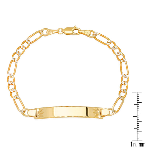 Roberto Martinez 14KT Yellow Gold With Rhodium Plating 7-inch Figaro ID Bracelet