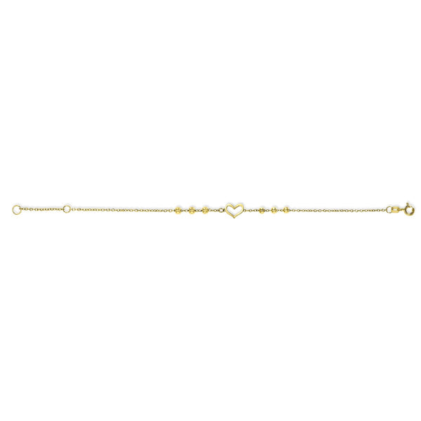 10KT Yellow Gold 7-inch Adjustable Heart Bracelet