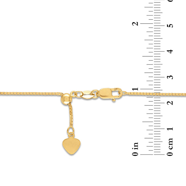 10KT Yellow Gold 24-inch 0.9MM Adjustable Box Chain