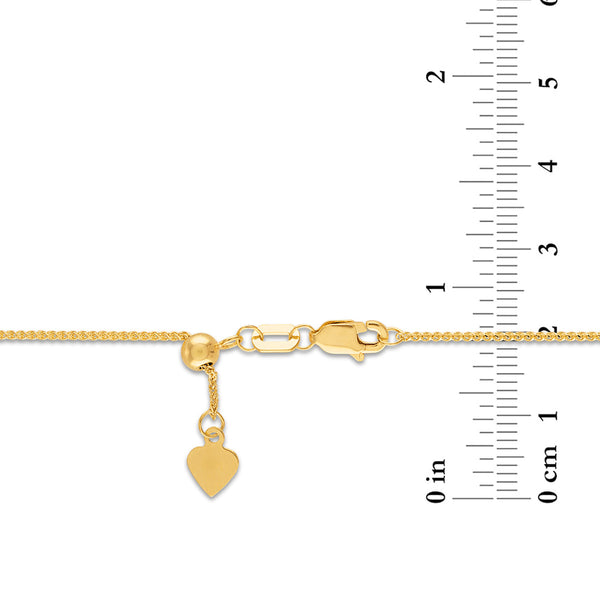 10KT Yellow Gold 24-inch Adjustable Spiga Link Chain