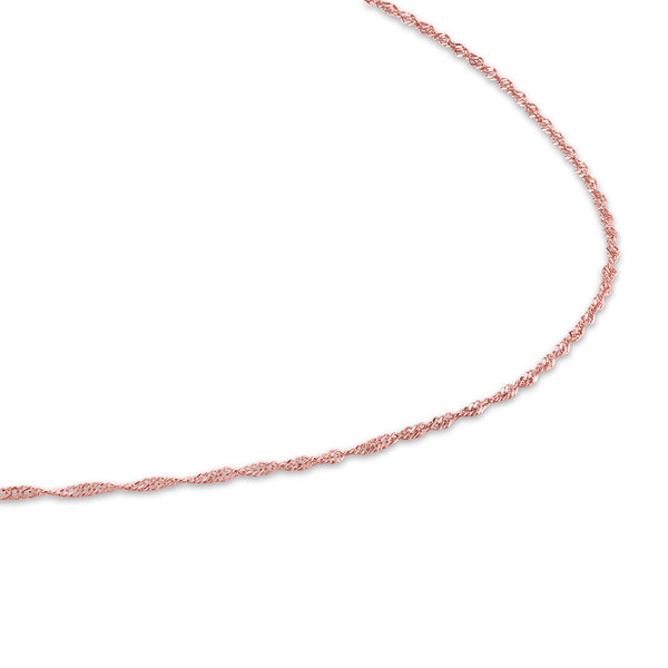 14KT Rose Gold 18-inch 1MM Singapore Chain