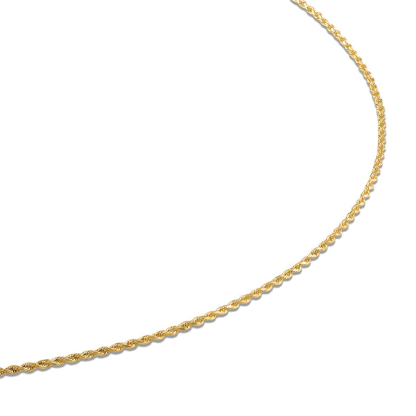 10KT Yellow Gold 24-inch Adjustable Rope Chain