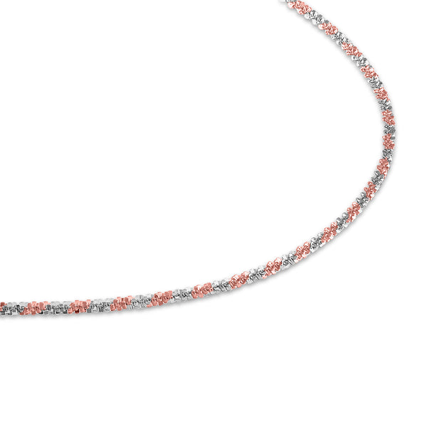 14KT White and Rose Gold 18-inch 1.5MM Sparkle Lobster Clasp Chain